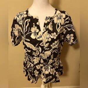NWOT Anthropologie black and white floral blouse named “The Somerset Blouse”